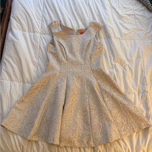 Betsey Johnson Cream and Gold above the knee Dress